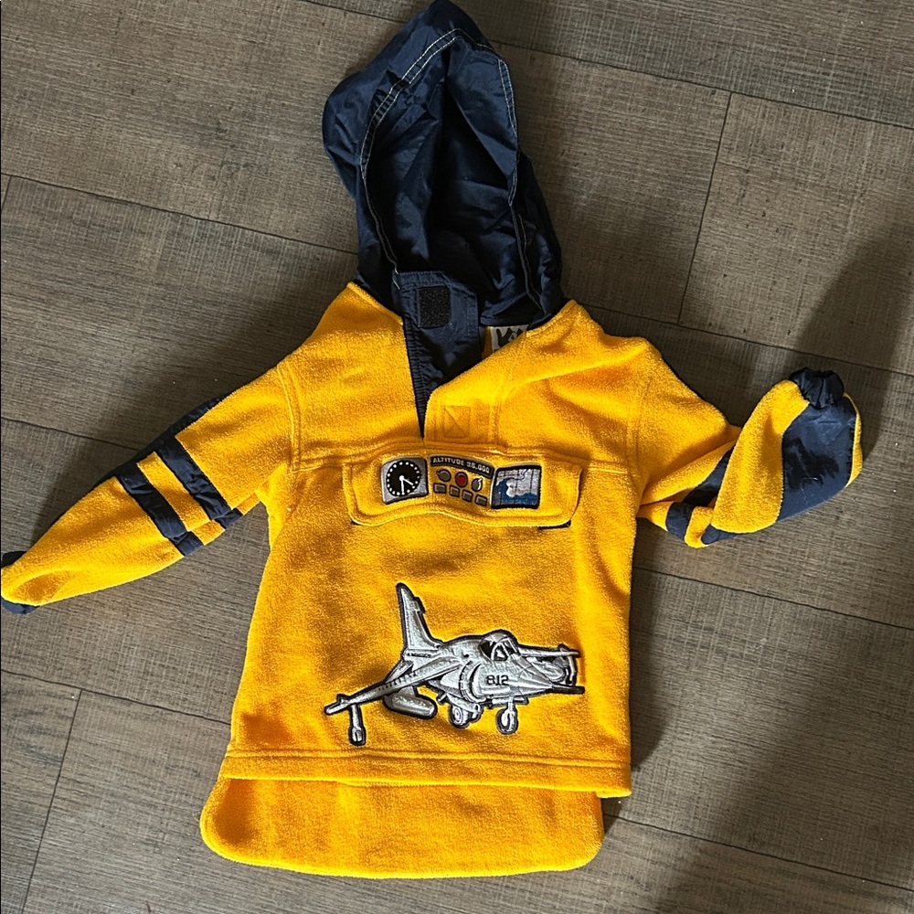 Kids Headquarters Yellow and Black Shark Hoodie y2k 90s Vintage
